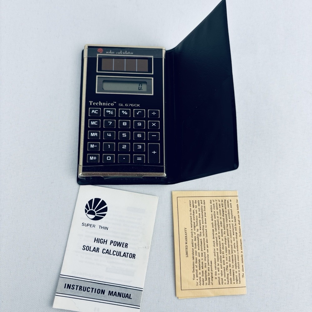Vintage‎ Metal Aluminum Technico SL 676CK Solar Cell Calculator With Manual